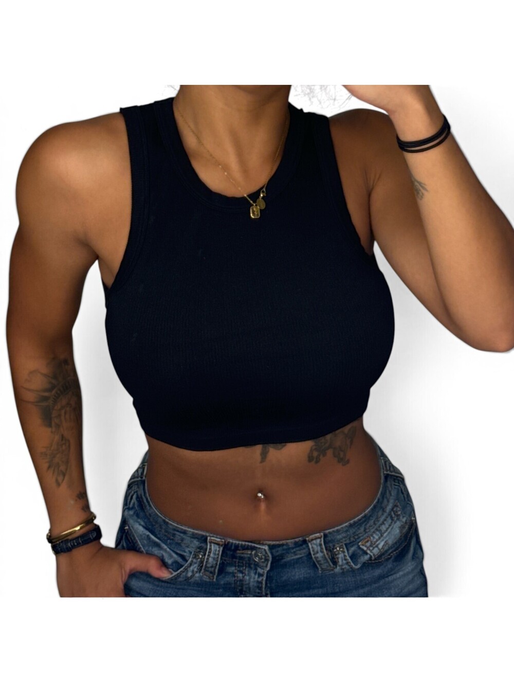 Divided by H&M Black Ribbed Tank Top